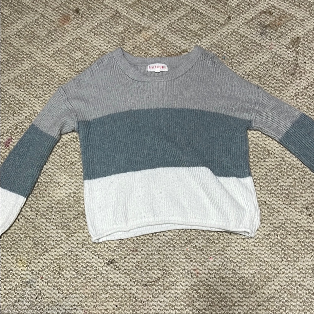 Women's Color Block Sweater - Gray and Blue